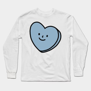 Blue Heart with Face | Quirky Heart Long Sleeve T-Shirt